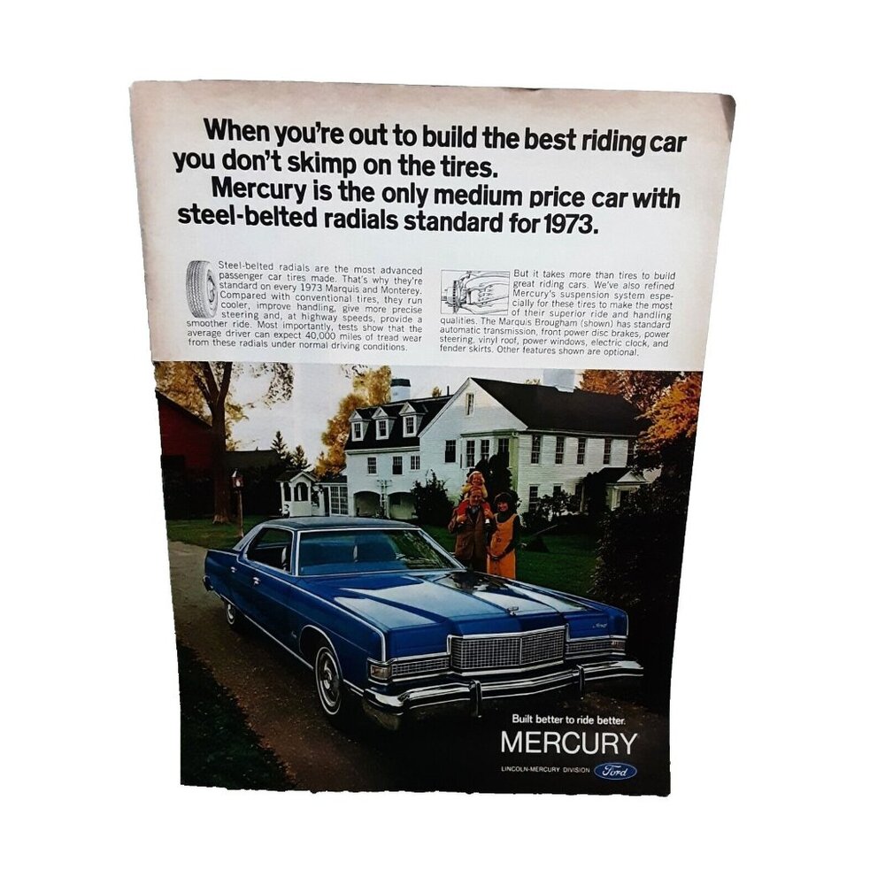 1972 1973 Mercury Marquis Monterey car Original Print Ad 70s